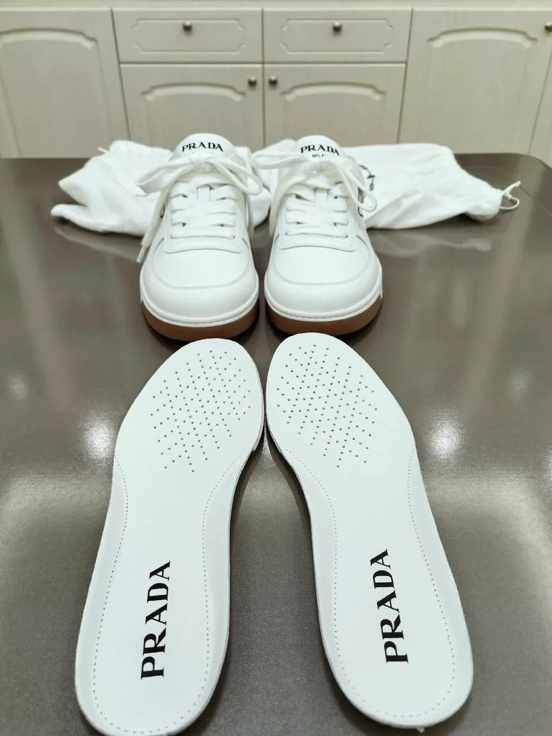 Prada PRADA White Leather Casual Sneakers Size 7 Size US 7 / EU 40 - 2 Thumbnail