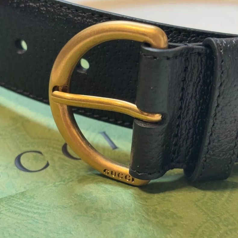Gucci New GUCCI Black Litchi Leather Belt Size ONE SIZE - 2 Thumbnail
