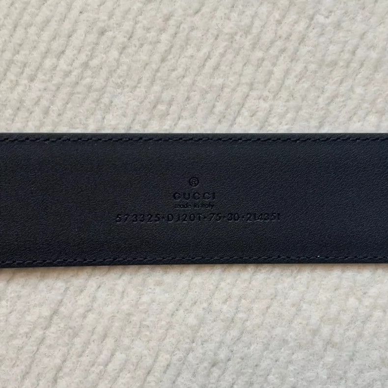 Gucci New GUCCI Black Litchi Leather Belt Size ONE SIZE - 3 Thumbnail