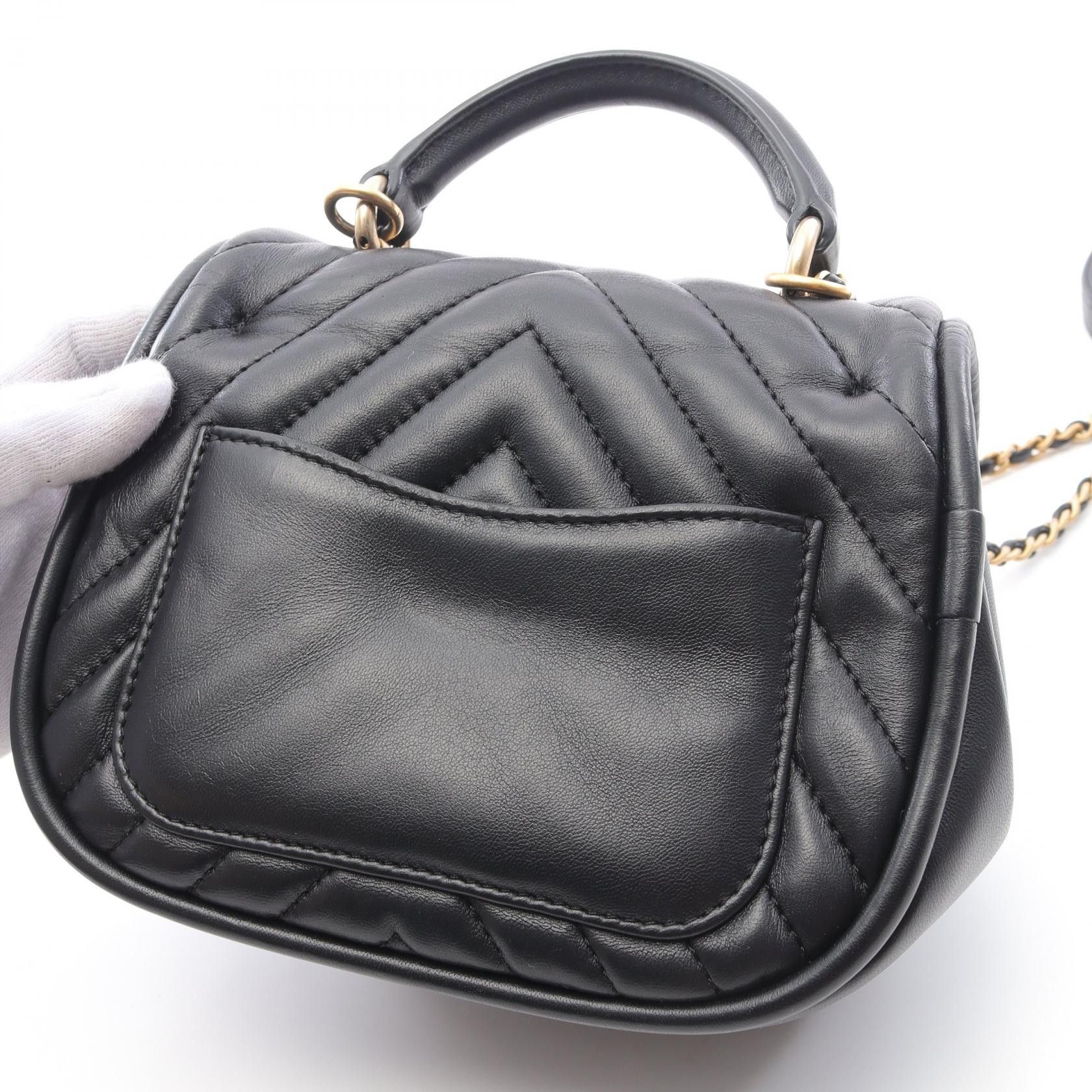 Chanel Chanel V-stitch Chevron Lambskin Shoulder Bag Leather Shoulder Bag DUTY FREE for USA