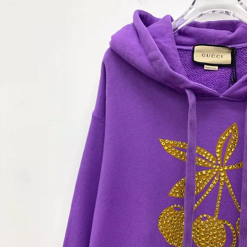 Gucci Gucci Purple Cherry Letter Hooded Sweatshirt Size US M / EU 48-50 / 2 - 3 Thumbnail