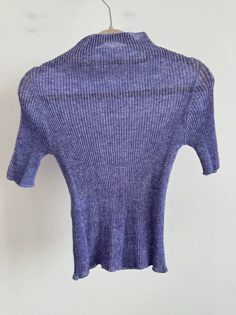 Issey Miyake Ikigai Ribbed Purple Short Sleeve Top Size US S / EU 44-46 / 1 - 2 Thumbnail