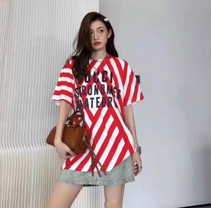 Gucci Gucci Red Striped Cotton Crew Neck T-Shirt Size US S / EU 44-46 / 1 - 9 Thumbnail