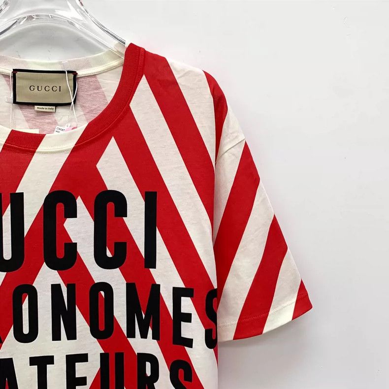 Gucci Gucci Red Striped Cotton Crew Neck T-Shirt Size US S / EU 44-46 / 1 - 3 Thumbnail