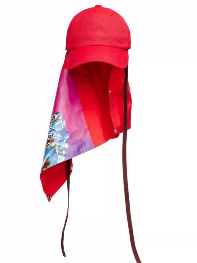 Raf Simons Red Hat with Attached Fabric Cover Size ONE SIZE - 6 Thumbnail