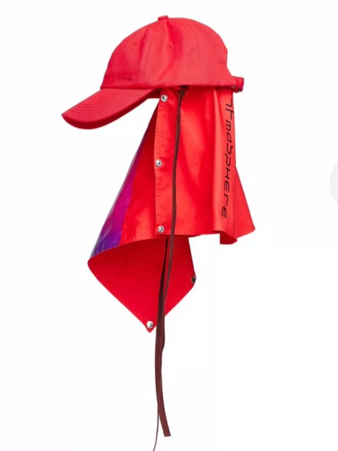 Raf Simons Red Hat with Attached Fabric Cover Size ONE SIZE - 7 Thumbnail