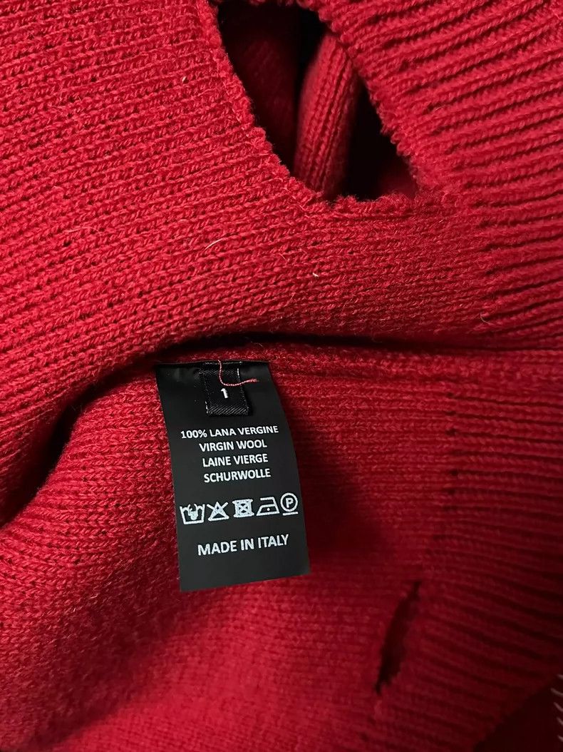 Raf Simons Raf Simons Red V-Neck Sweater for Men Size US L / EU 52-54 / 3 - 3 Thumbnail