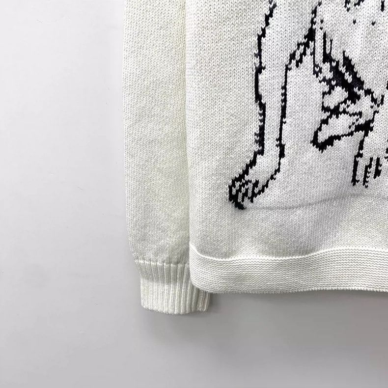 Dior Dior White Dog Print Long Sleeve Knit Sweater Size US XL / EU 56 / 4 - 4 Thumbnail