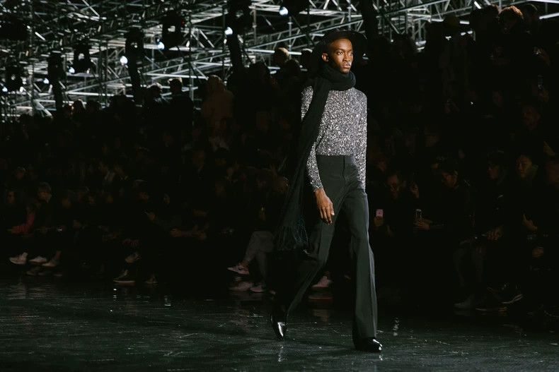 Saint Laurent Paris Saint Laurent Silver Starry Sequin Sweater Size US L / EU 52-54 / 3 - 9 Thumbnail