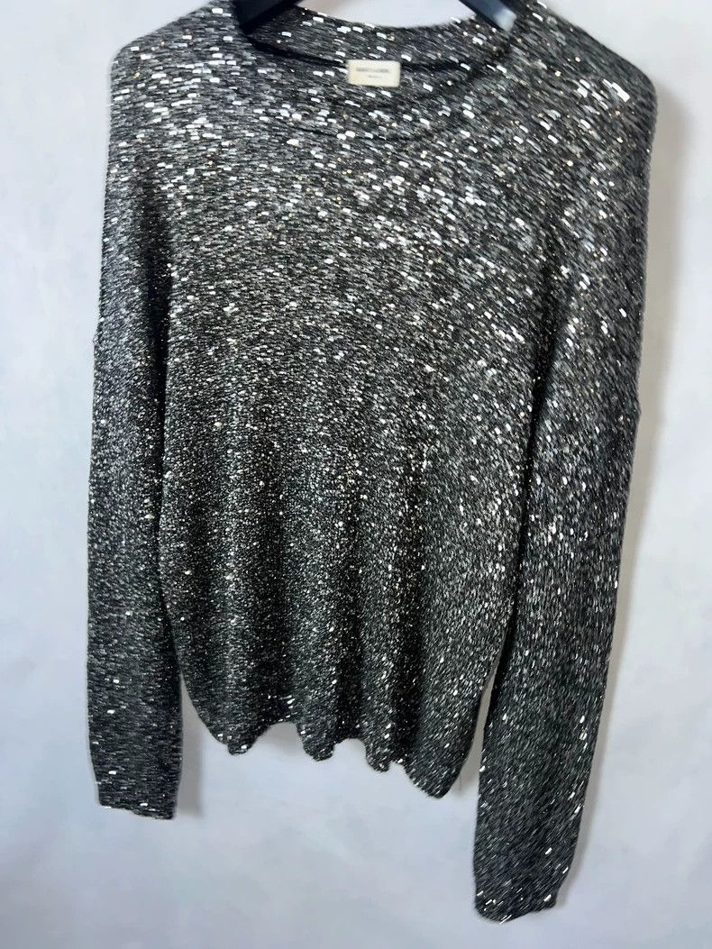 Saint Laurent Paris Saint Laurent Silver Starry Sequin Sweater Size US L / EU 52-54 / 3 - 5 Thumbnail