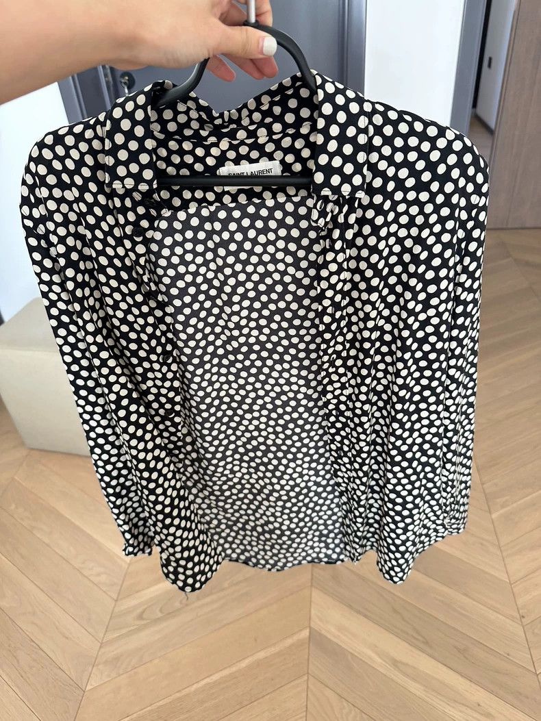 Yves Saint Laurent YSL Shirt with White Polka Dots, Brand New Size US S / EU 44-46 / 1 - 2 Thumbnail