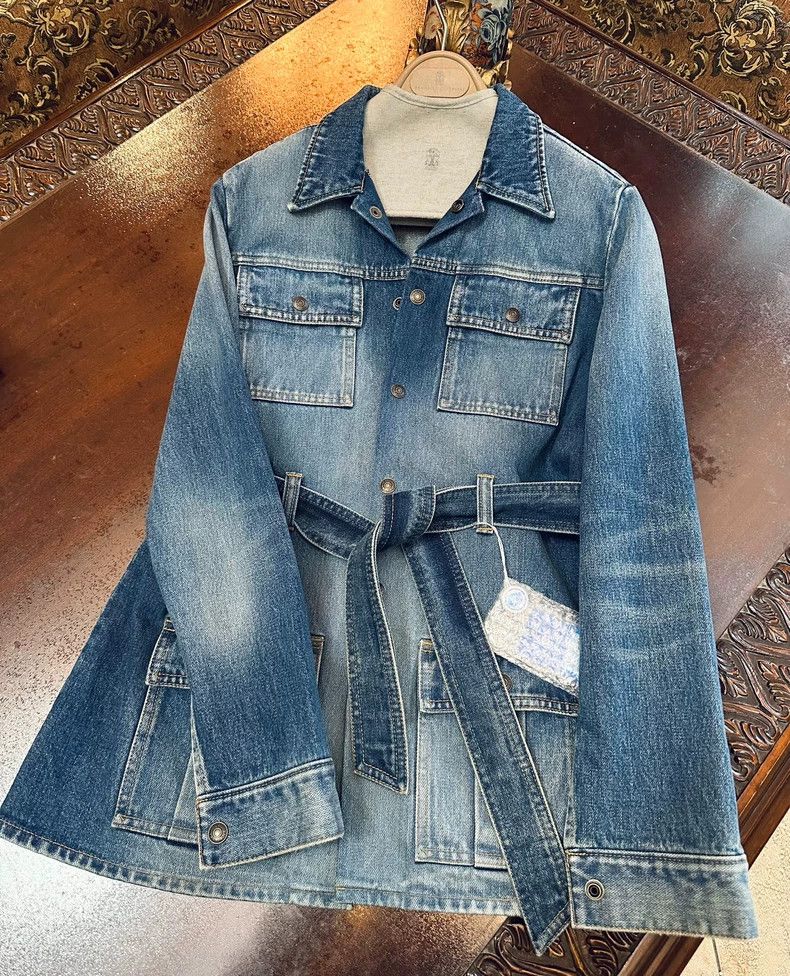 Saint Laurent Paris Saint Laurent Denim Jacket with Belted Waist Size US M / EU 48-50 / 2 - 3 Thumbnail