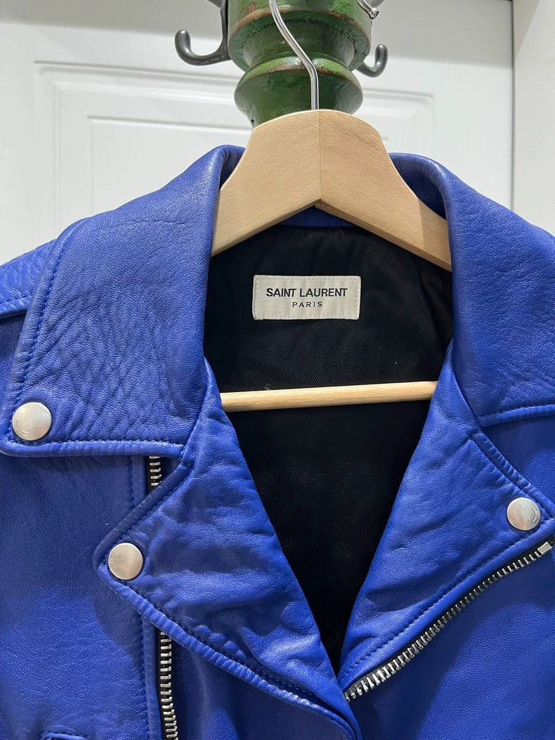 Saint Laurent Paris Blue Saint Laurent Biker Leather Jacket Size US S / EU 44-46 / 1 - 2 Thumbnail