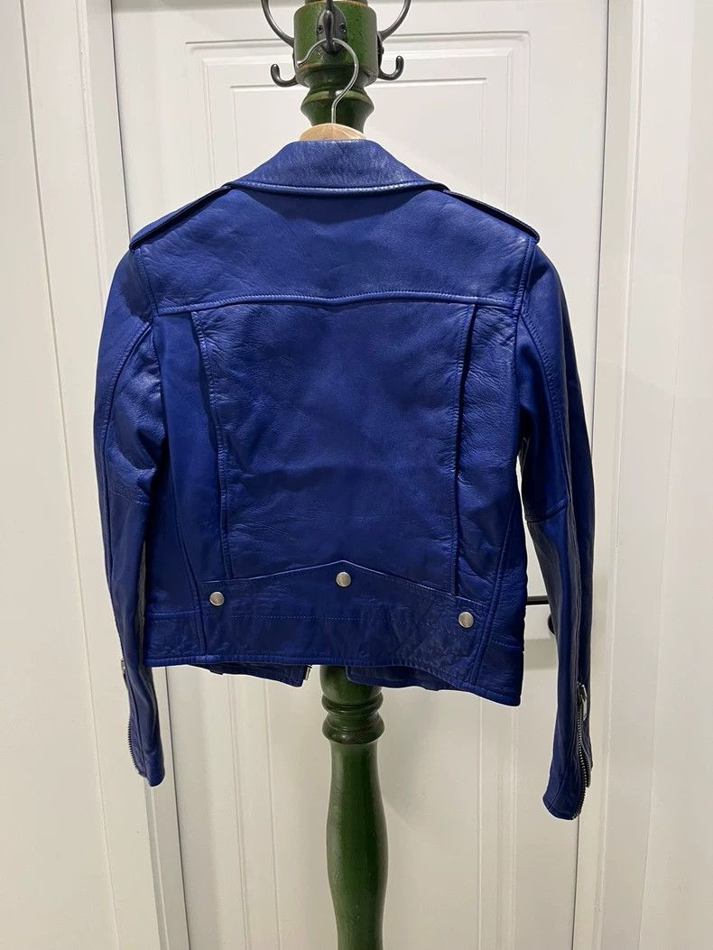 Blue Saint Laurent Biker Leather Jacket