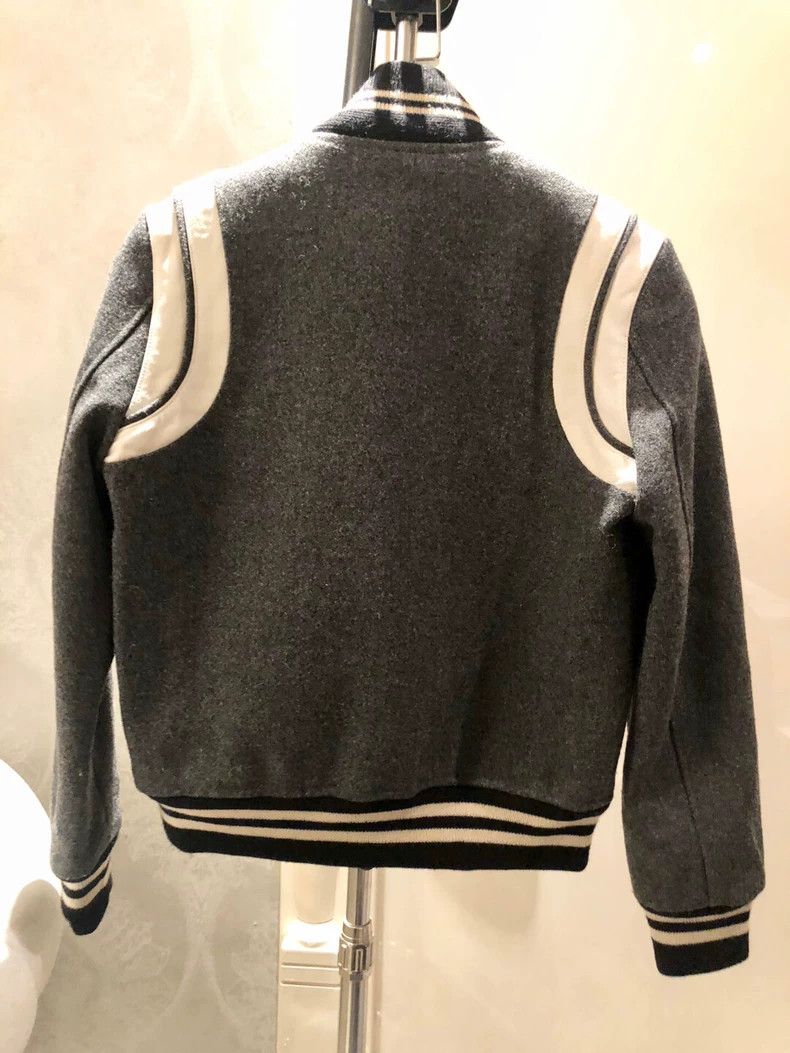 Saint Laurent Paris Saint Laurent Gray Baseball Jacket Size 38 Size US M / EU 48-50 / 2 - 2 Thumbnail