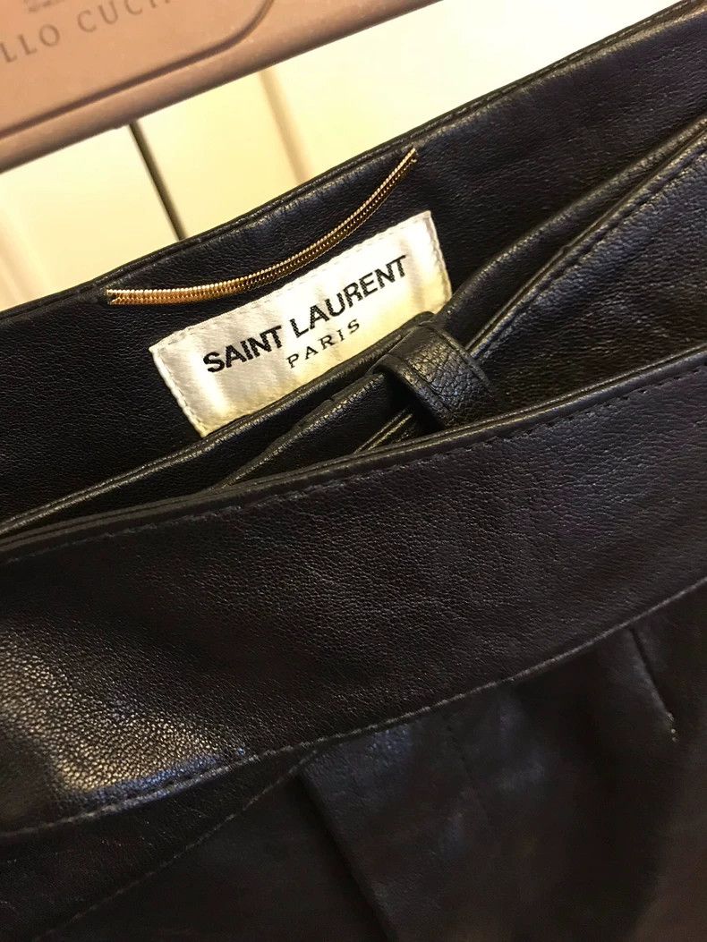 Yves Saint Laurent Black Leather Pants by Saint Laurent Size US 38 / EU 54 - 2 Thumbnail