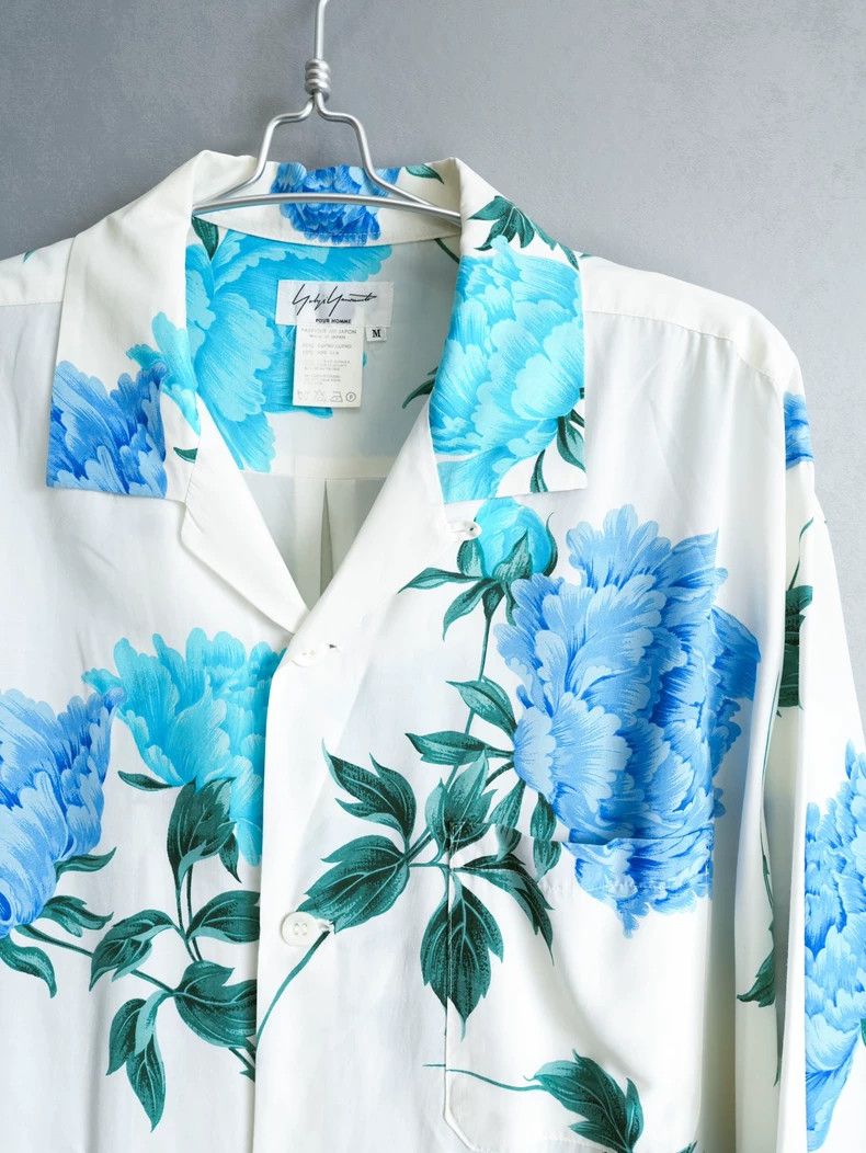 Yohji Yamamoto Blue Peony Long Sleeve Shirt by Yohji Yamamoto Size US M / EU 48-50 / 2 - 3 Thumbnail