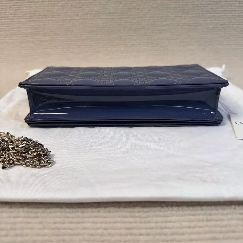 Dior DIOR Blue Chain Patent Leather Clutch Bag Size ONE SIZE - 3 Thumbnail