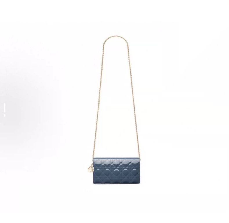 Dior DIOR Blue Chain Patent Leather Clutch Bag Size ONE SIZE - 6 Thumbnail