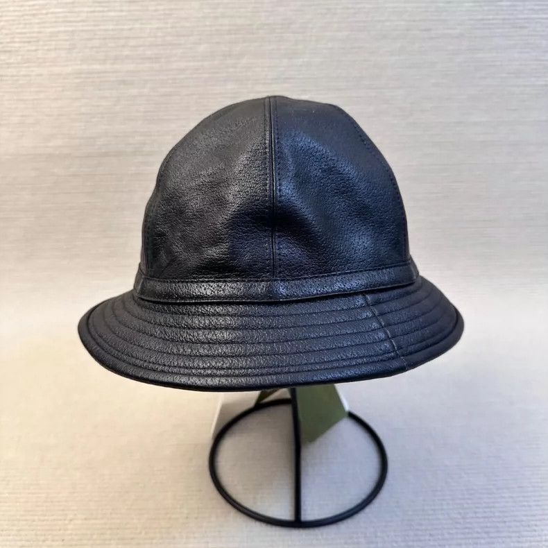 Gucci GUCCI Black Leather Fisherman Hat Size ONE SIZE - 2 Thumbnail