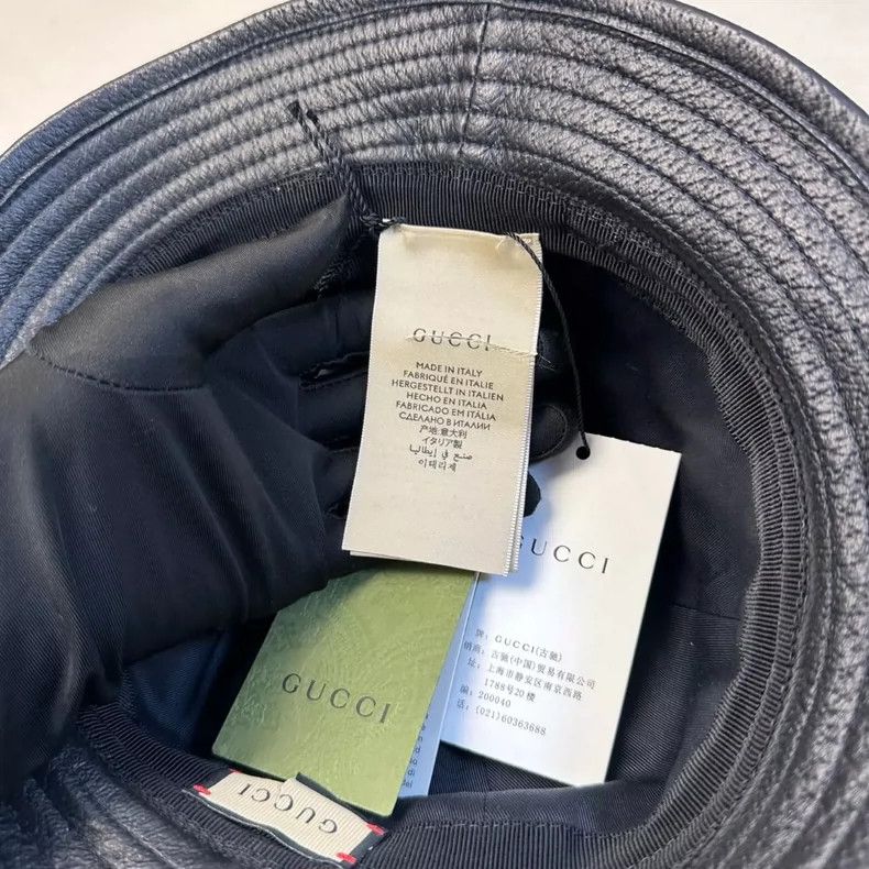 Gucci GUCCI Black Leather Fisherman Hat Size ONE SIZE - 4 Thumbnail