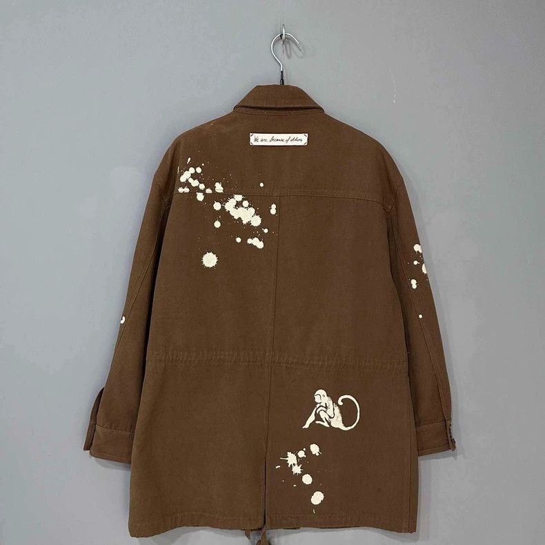Valentino Monkey Print Oversized Brown Jacket Size US L / EU 52-54 / 3 - 3 Thumbnail