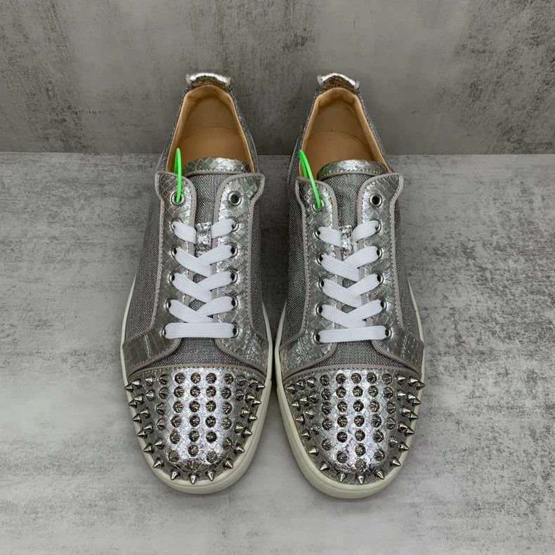 Christian Louboutin Christian Louboutin Silver Studded Sneakers Size 43.5 Size US 10.5 / EU 43-44 - 3 Thumbnail