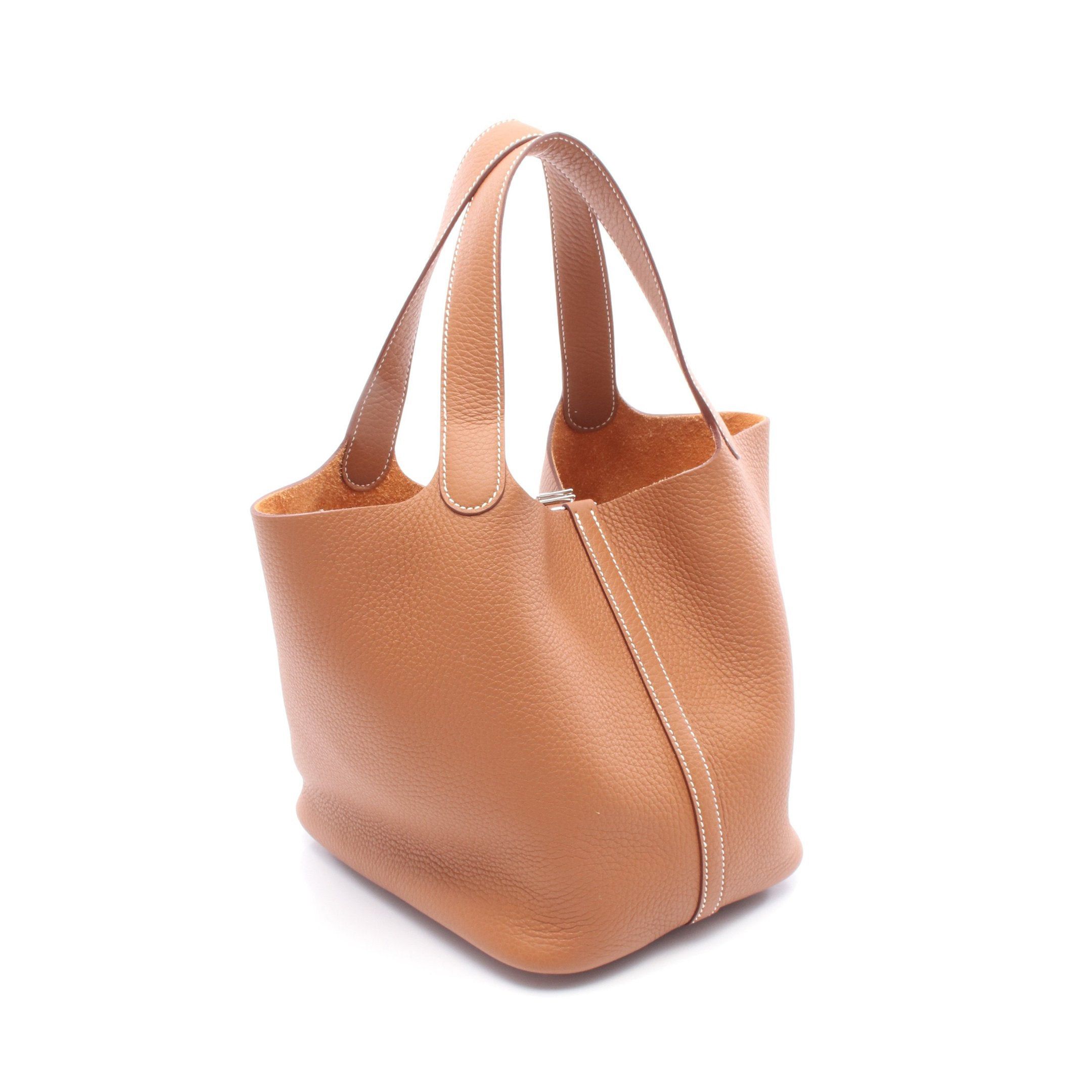 Hermes Hermes Picotane Lock Mm Gold Handbag Clemence Leather Brown Silver Hardware K Stamp Size ONE SIZE - 2 Thumbnail