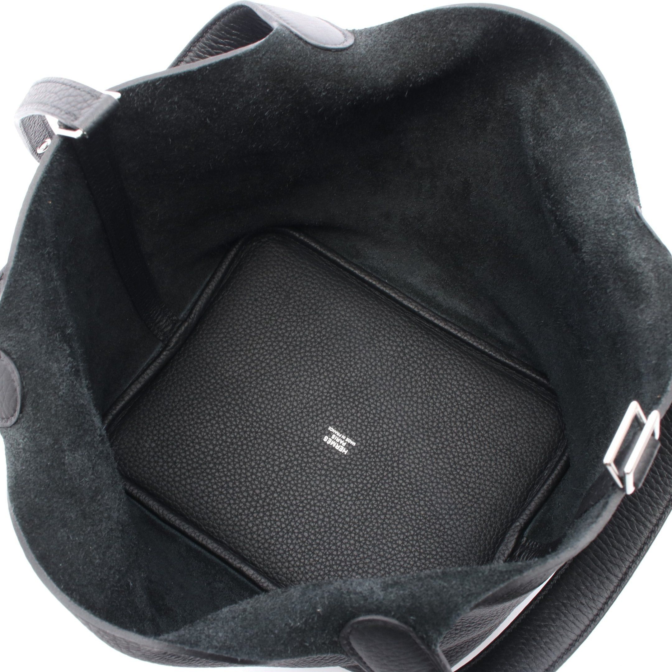 Hermes Hermes Picotane Lock Mm Handbag Clemence Leather Black Silver Hardware Double Engraved Size ONE SIZE - 3 Thumbnail