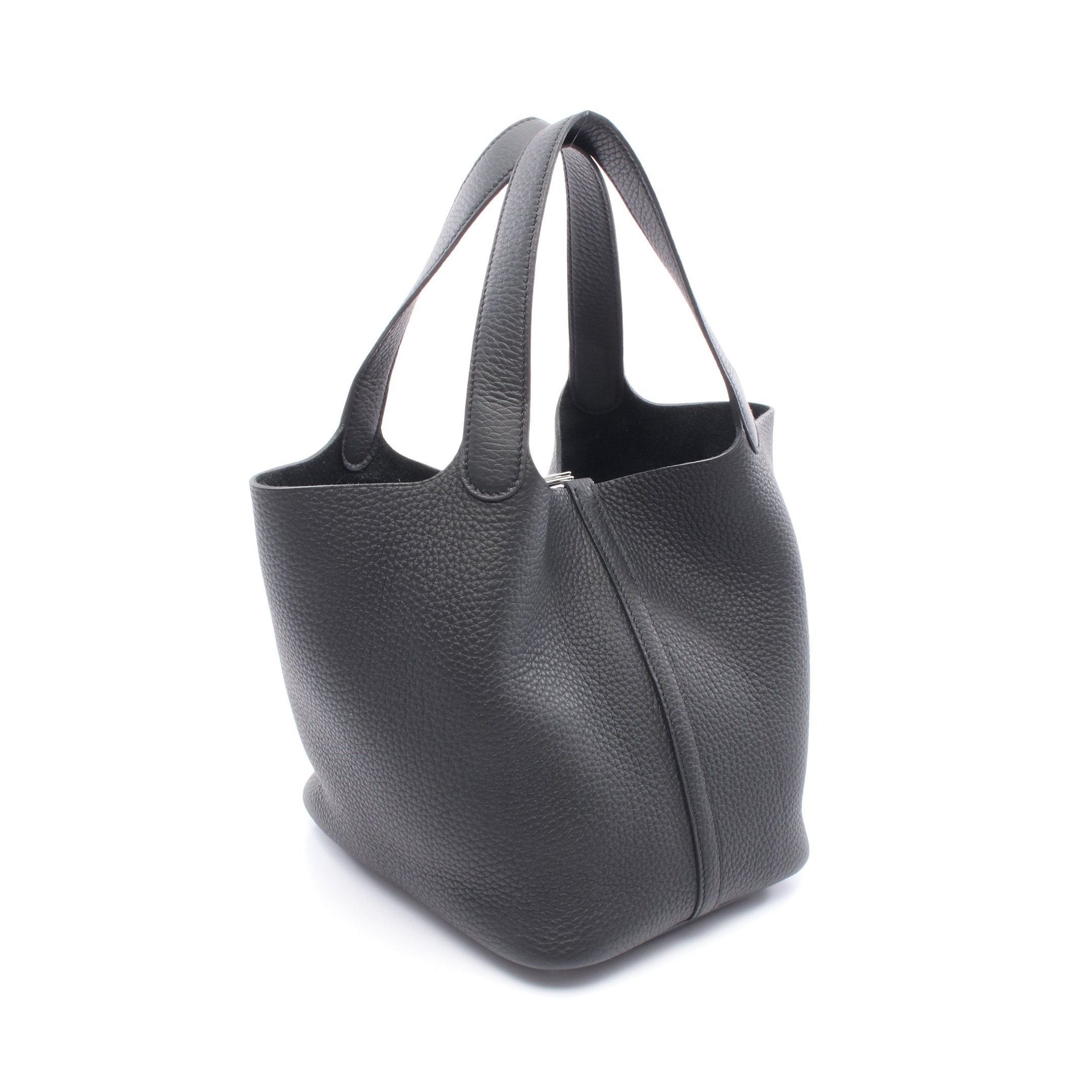 Hermes Hermes Picotane Lock Mm Handbag Clemence Leather Black Silver Hardware Double Engraved Size ONE SIZE - 2 Thumbnail