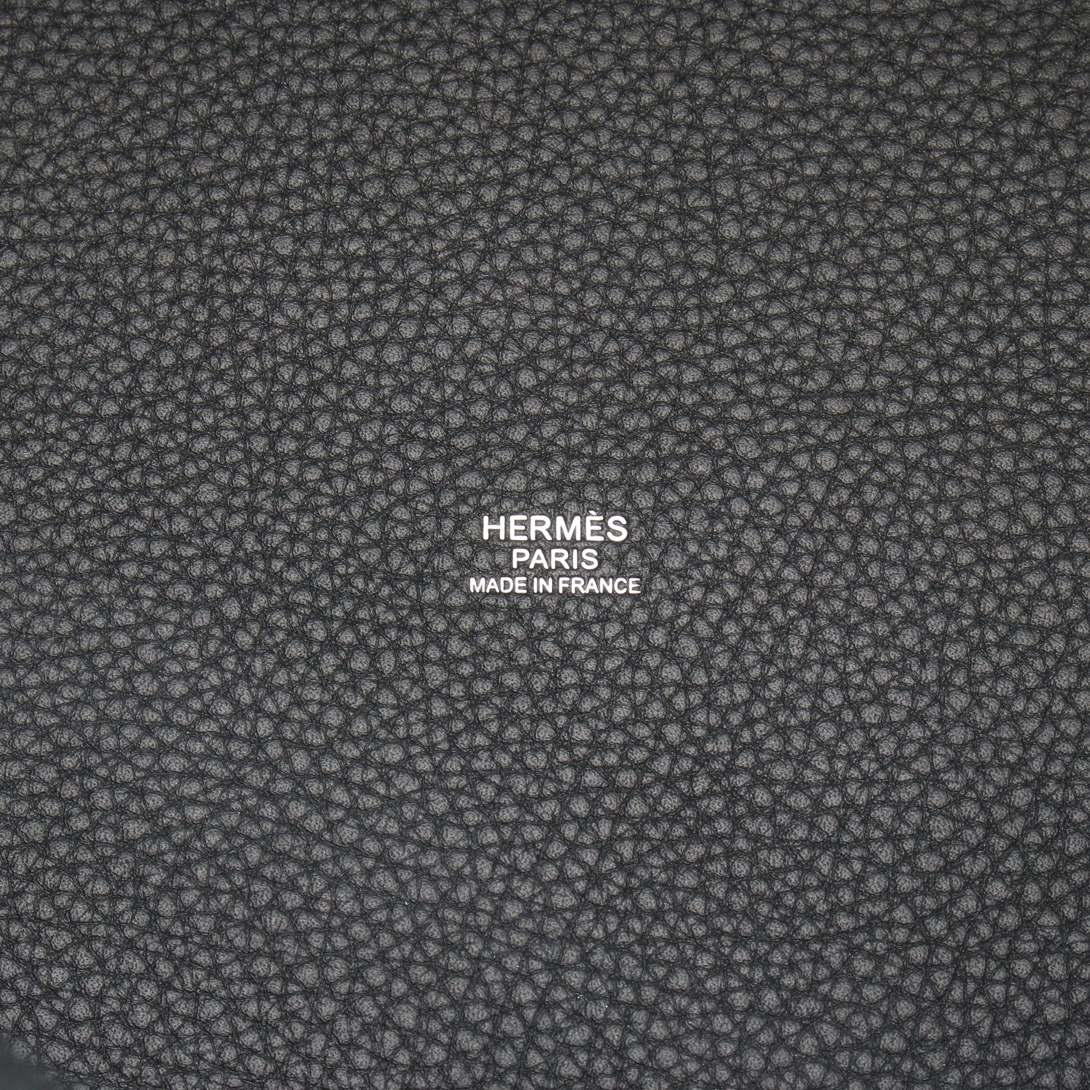 Hermes Hermes Picotane Lock Mm Handbag Clemence Leather Black Silver Hardware Double Engraved Size ONE SIZE - 4 Thumbnail