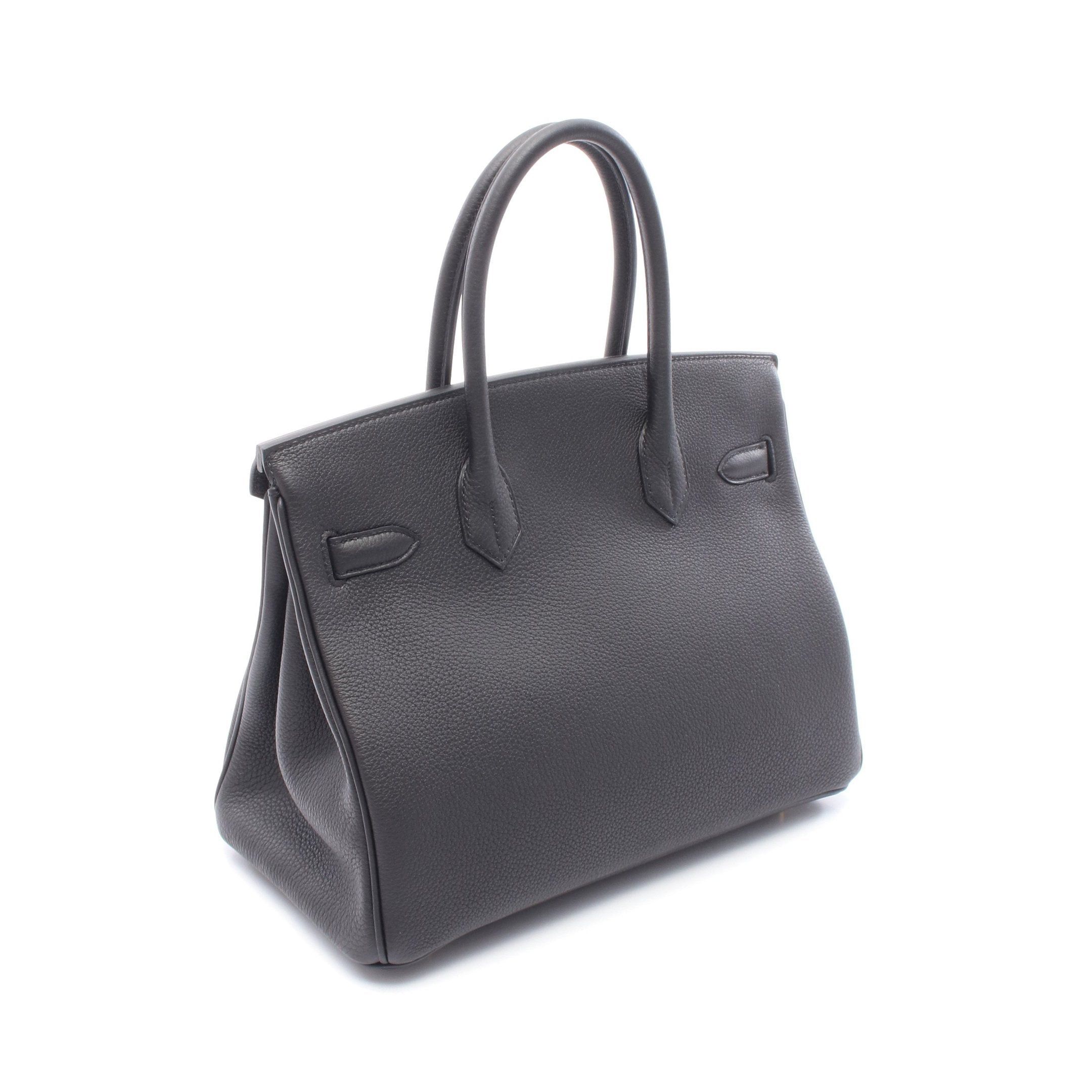 Hermes Hermes Birkin 30 Handbag Togo Black Gold Hardware Double Engraved Size ONE SIZE - 2 Thumbnail