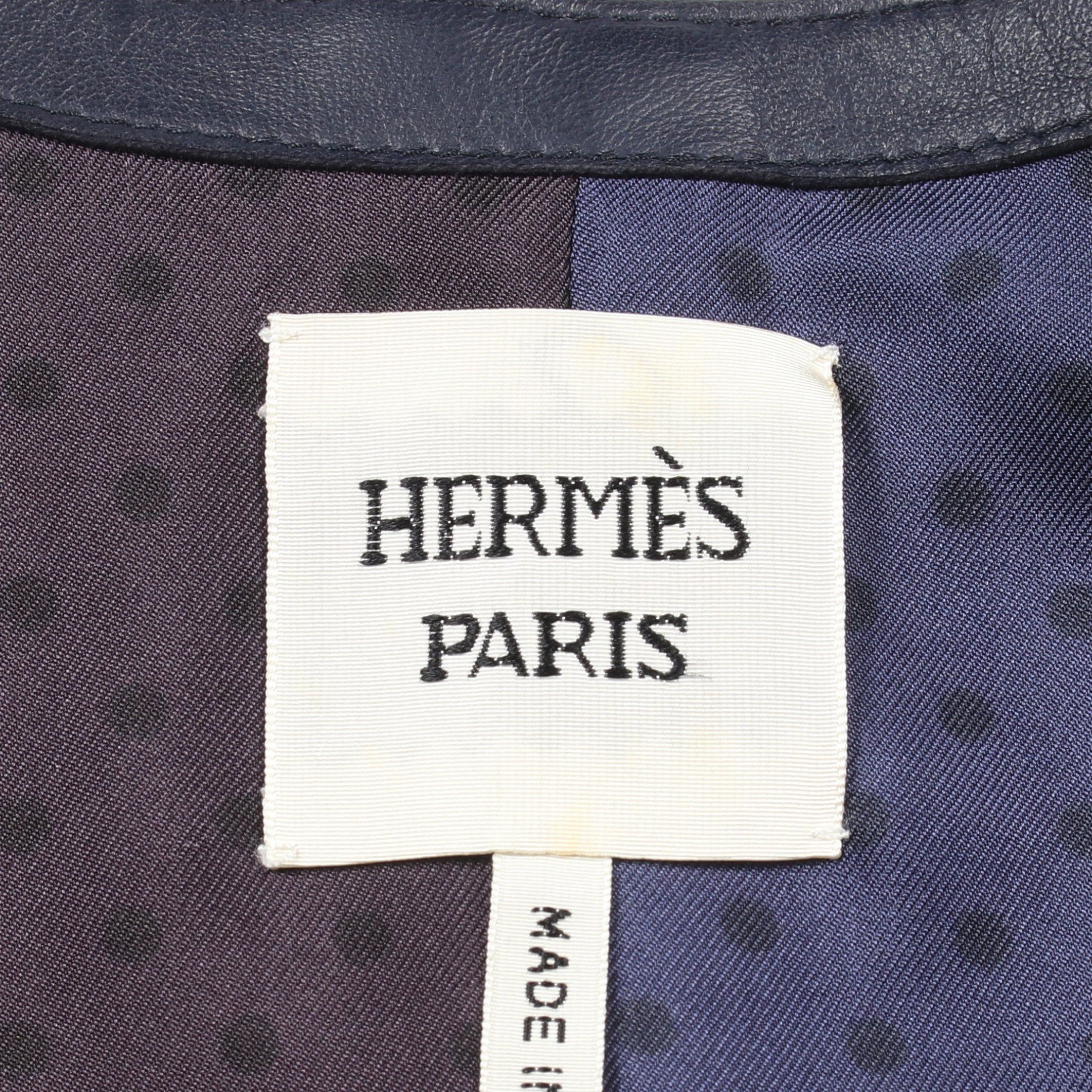 Hermes Hermes Clic Clac A Pois Jacket Short Sleeve Lambskin Dark Navy Size ONE SIZE - 3 Thumbnail