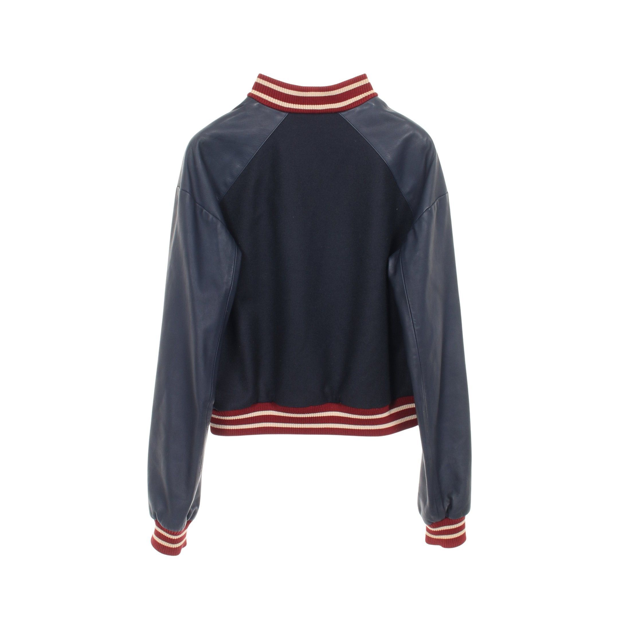 Chanel Chanel Sports Line Coco Mark Stadium Jacket Wool Lamb Leather Black Dark Navy Red 04P Size ONE SIZE - 2 Thumbnail