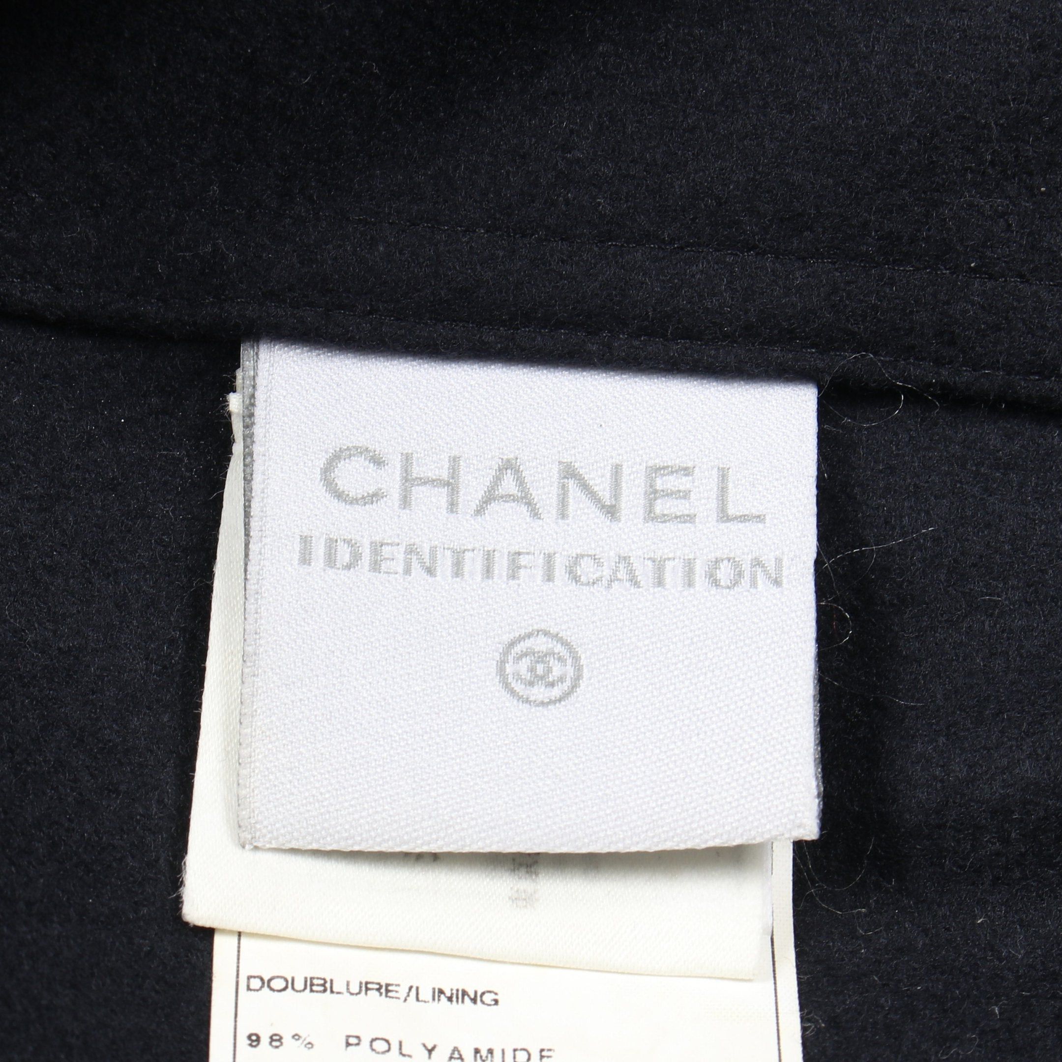 Chanel Chanel Sports Line Coco Mark Stadium Jacket Wool Lamb Leather Black Dark Navy Red 04P Size ONE SIZE - 3 Thumbnail