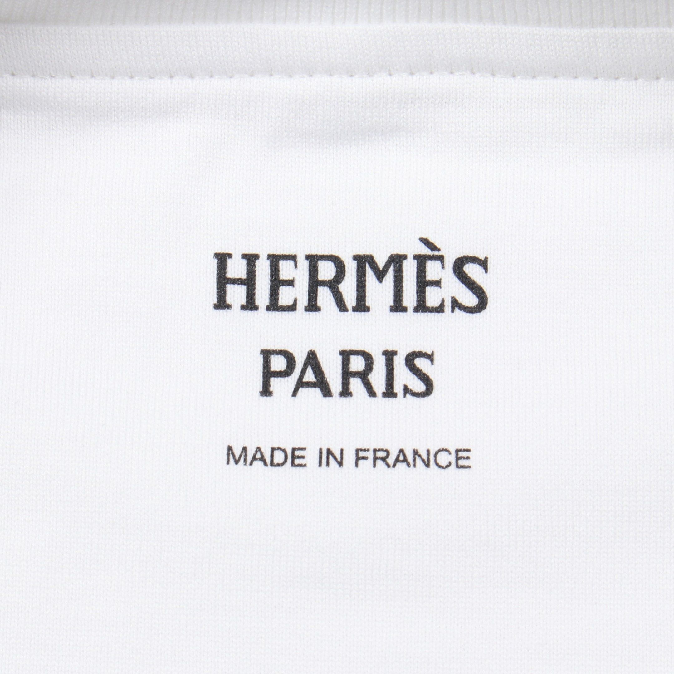 Hermes Hermes Cropped T-Shirt Cotton White Gray Brown Size ONE SIZE - 3 Thumbnail