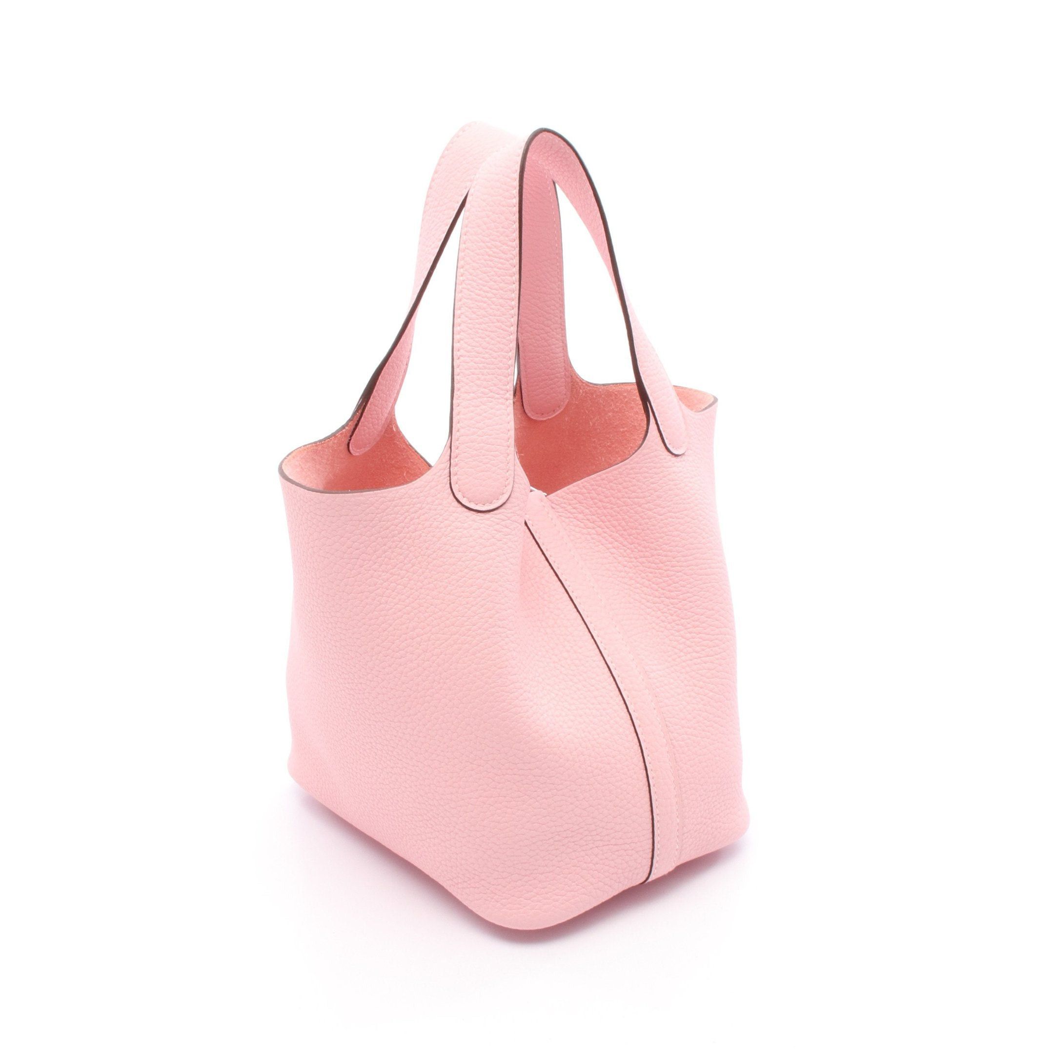 Hermes Hermes Picotan Lock Pm Rose Sakura Handbag Clemence Leather Pink Silver Hardware Double Engraved Size ONE SIZE - 2 Thumbnail