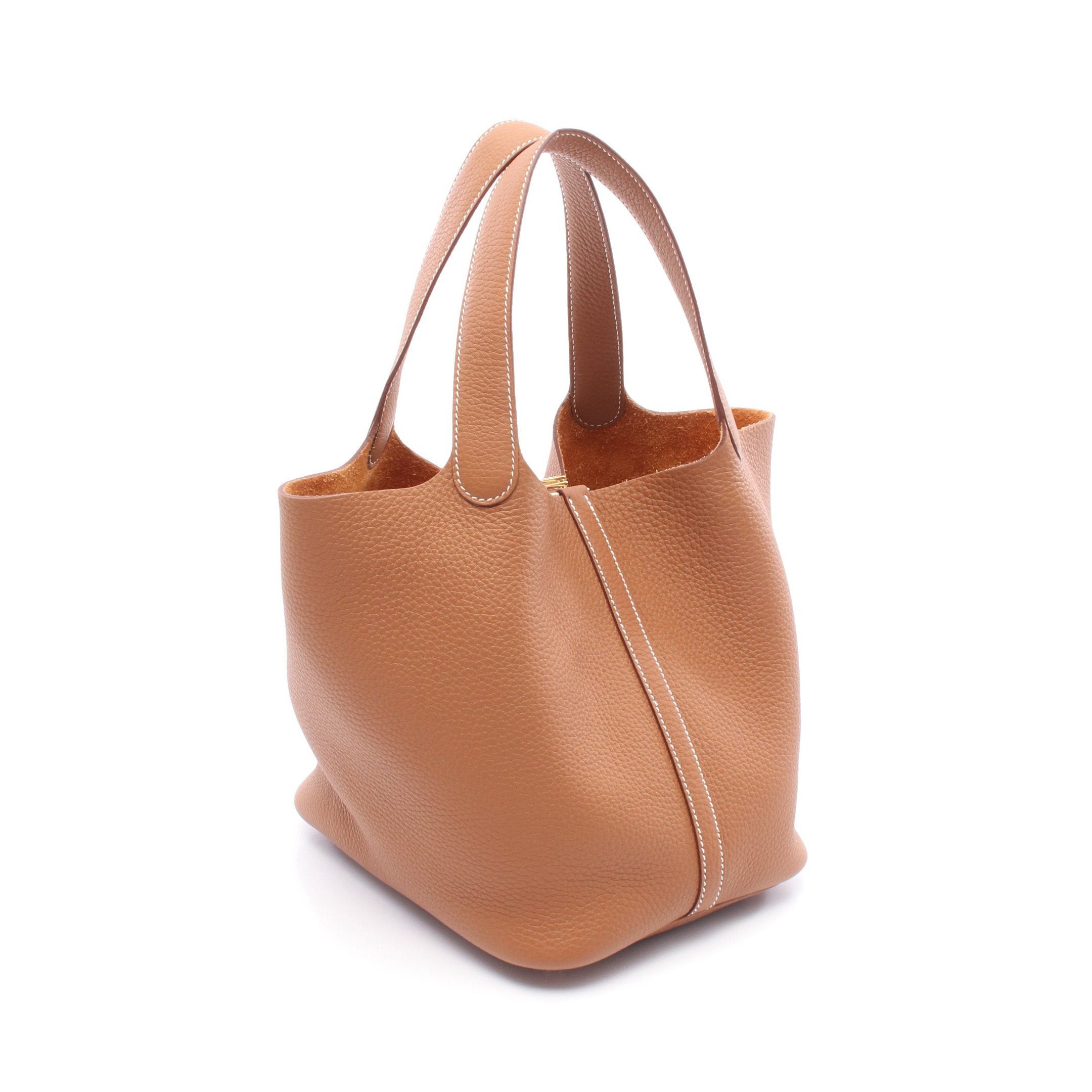 Hermes Hermes Picotane Lock Mm Gold Handbag Clemence Leather Brown Hardware K Stamp Size ONE SIZE - 2 Thumbnail
