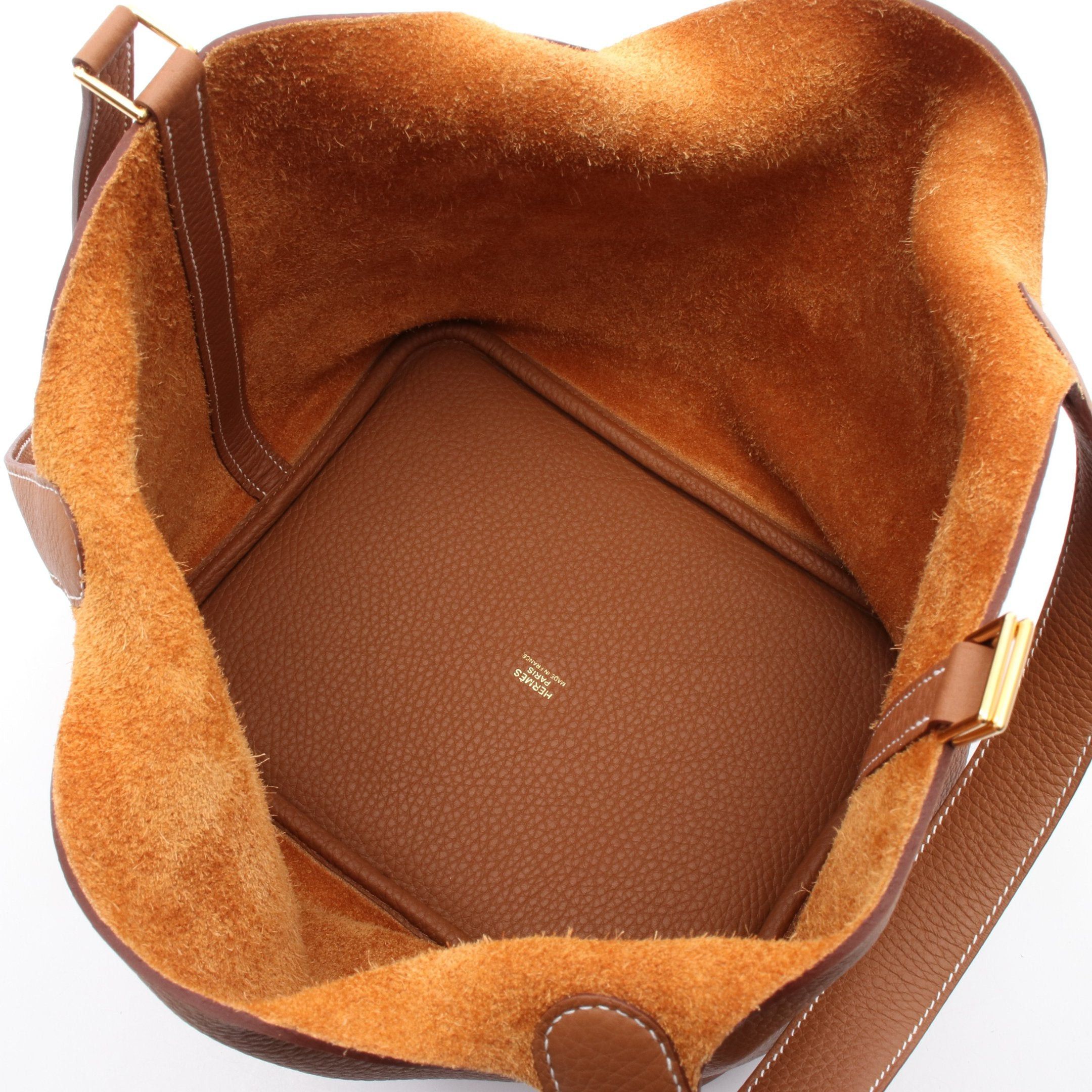 Hermes Hermes Picotane Lock Mm Gold Handbag Clemence Leather Brown Hardware K Stamp Size ONE SIZE - 3 Thumbnail