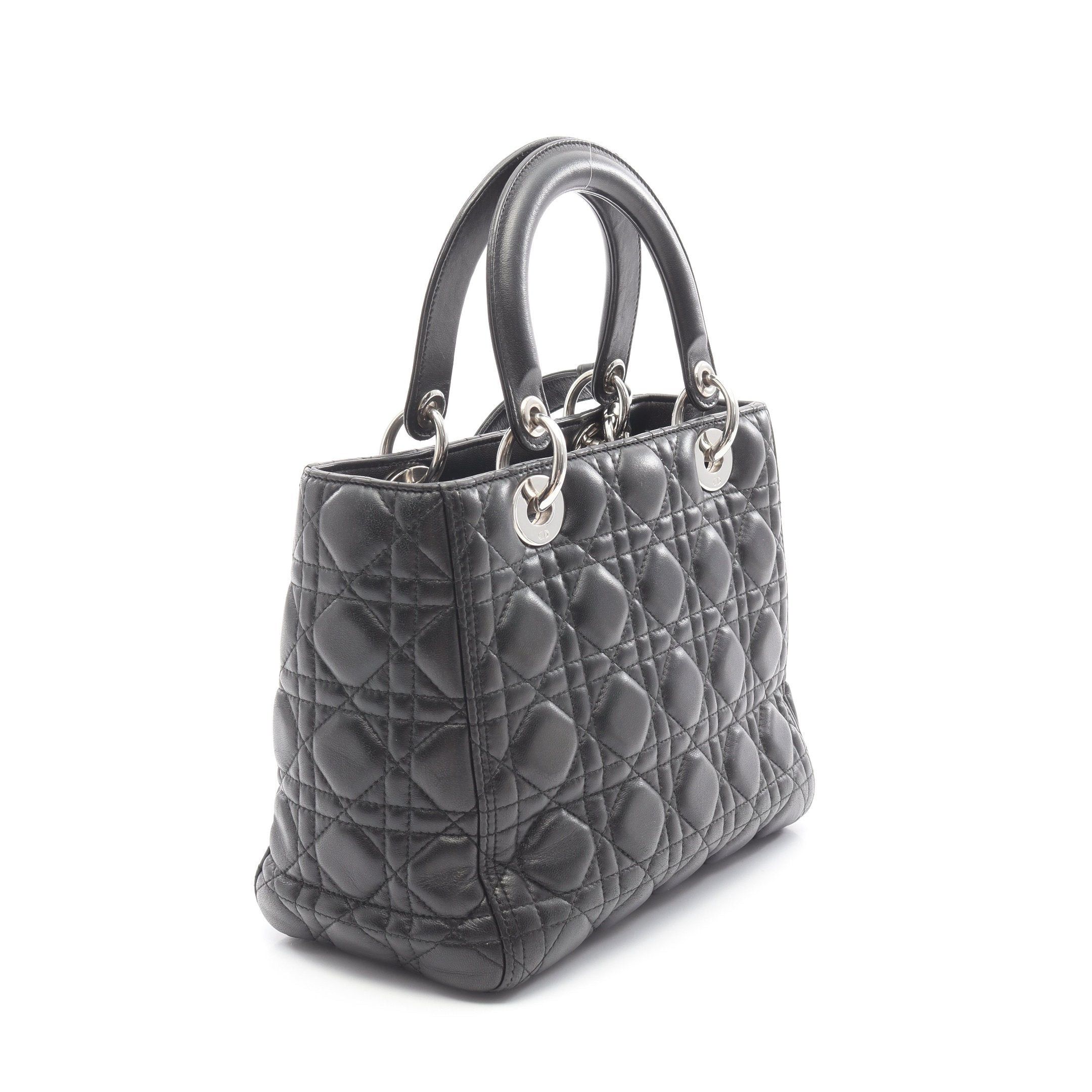 Dior Dior Lady Dior Canage Handbag Leather Black Size ONE SIZE - 2 Thumbnail