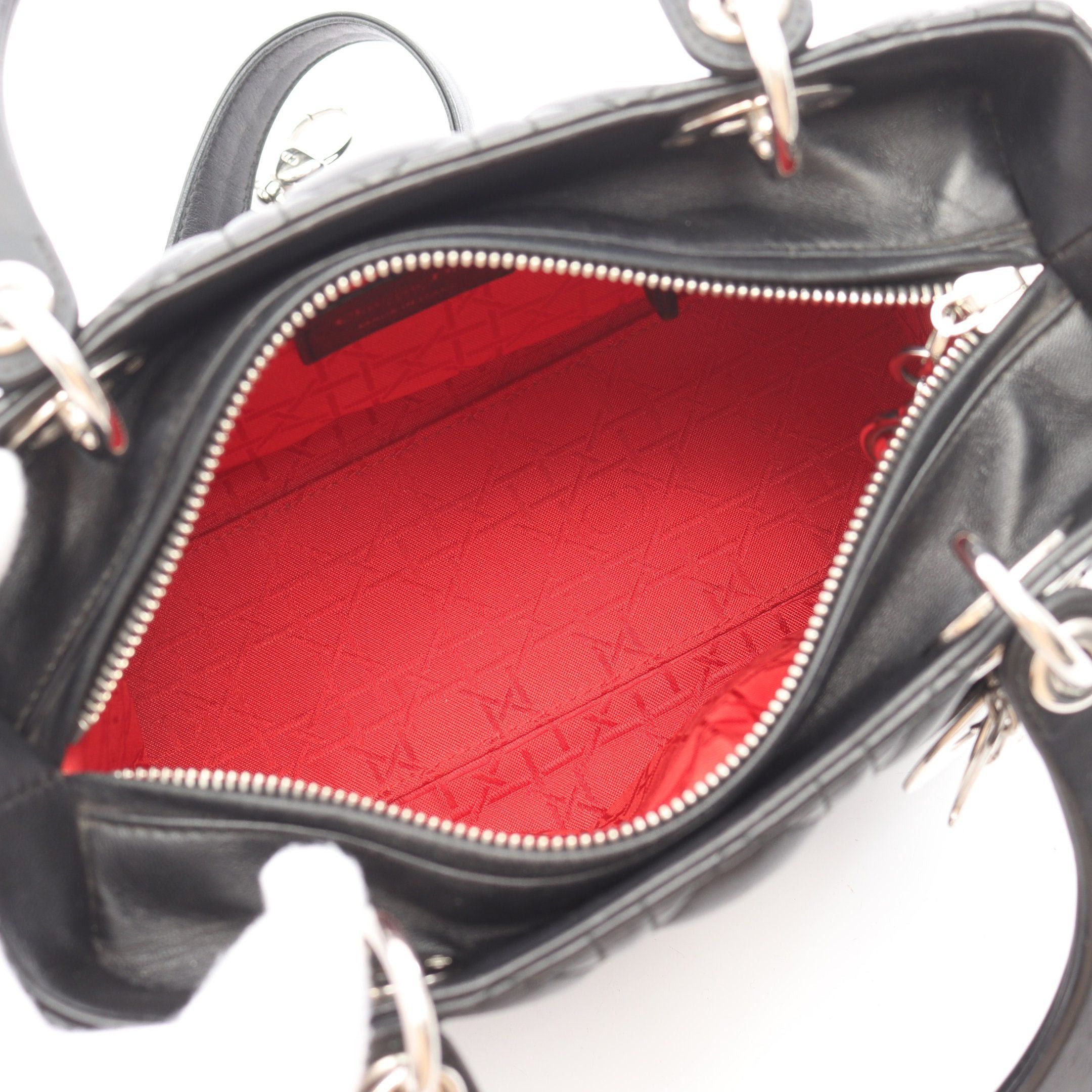 Dior Dior Lady Dior Canage Handbag Leather Black Size ONE SIZE - 3 Thumbnail