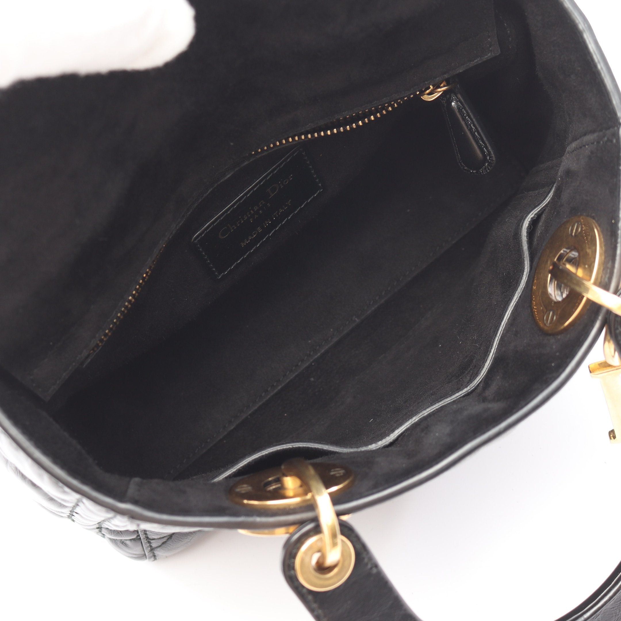 Dior Dior Lady Dior Small Canage Handbag Leather Black Size ONE SIZE - 3 Thumbnail