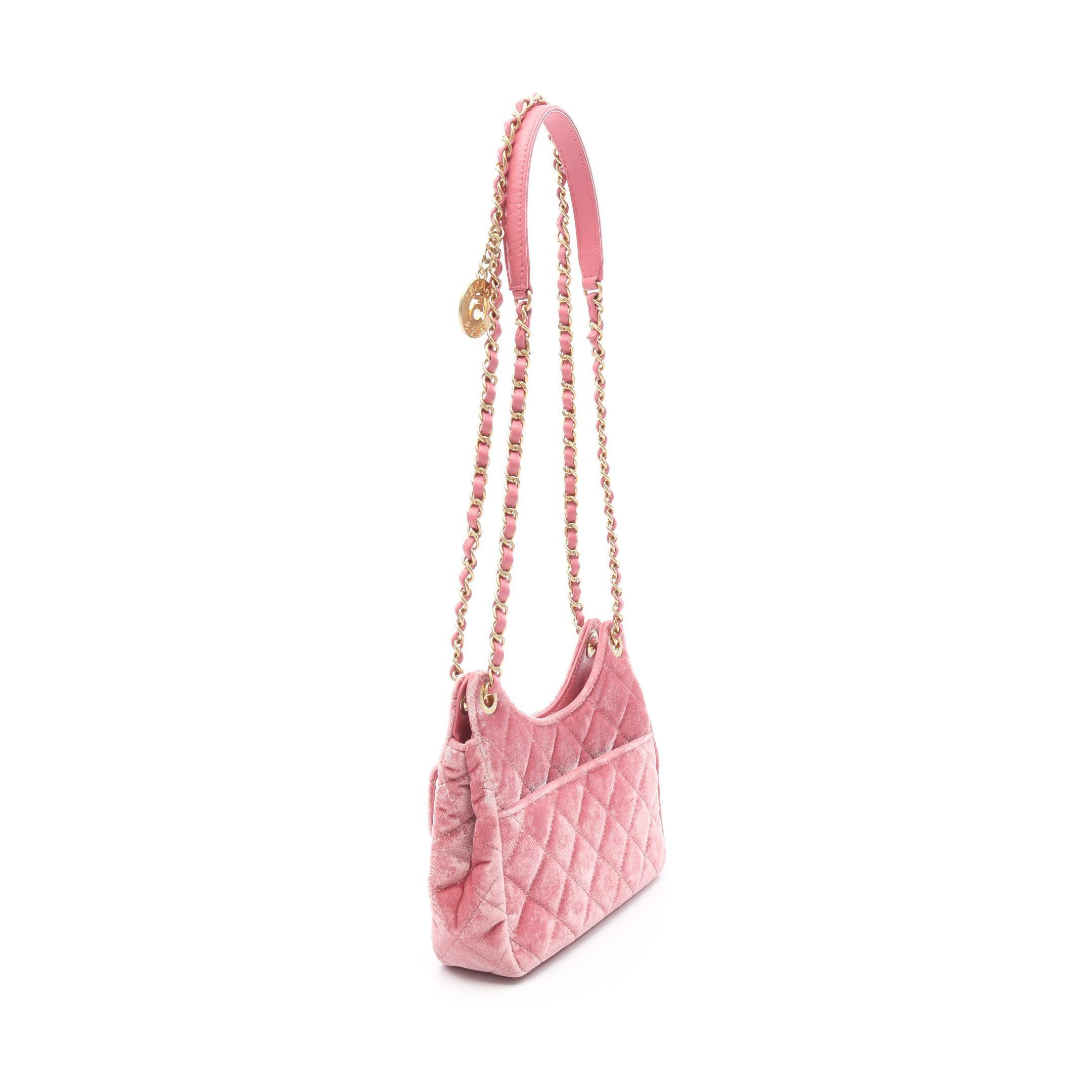Chanel Chanel Matelasse Double Chain Shoulder Bag Velor Leather Pink Gold Hardware Size ONE SIZE - 2 Thumbnail