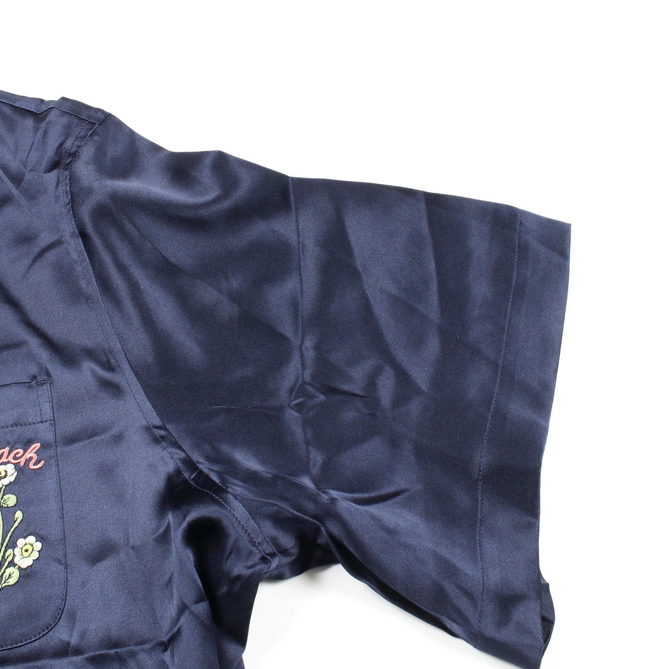 Coach Coach Top Floral Embroidery Shirt Short Sleeve Silk Navy Size ONE SIZE - 8 Thumbnail