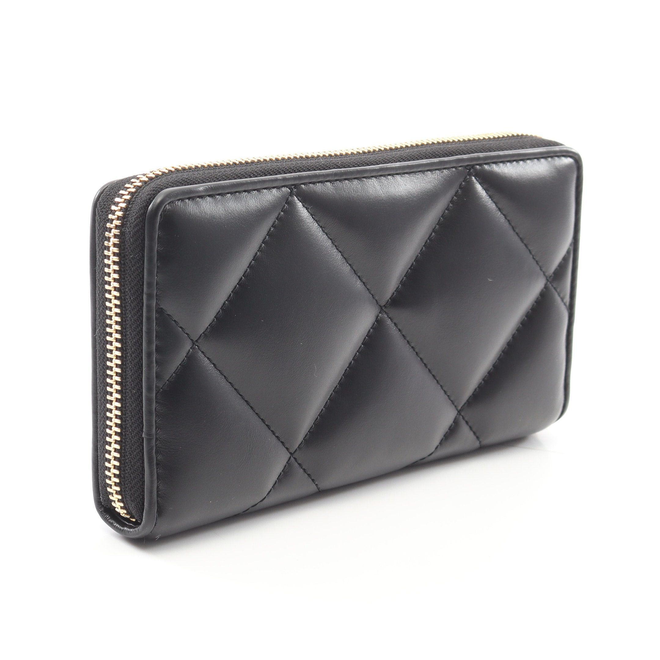 Tory Burch Tory Burch Kira Chevron Continental Wallet Round Zipper Long Leather Black Size ONE SIZE - 2 Thumbnail
