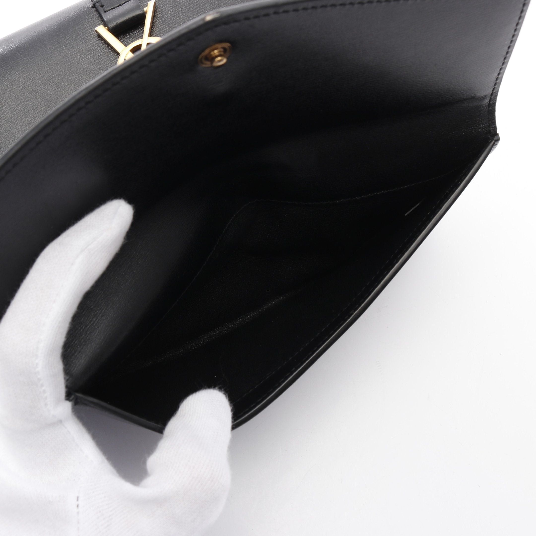 Yves Saint Laurent Yves Saint Laurent Sulpice Bi-Fold Long Wallet Leather Black Size ONE SIZE - 5 Thumbnail