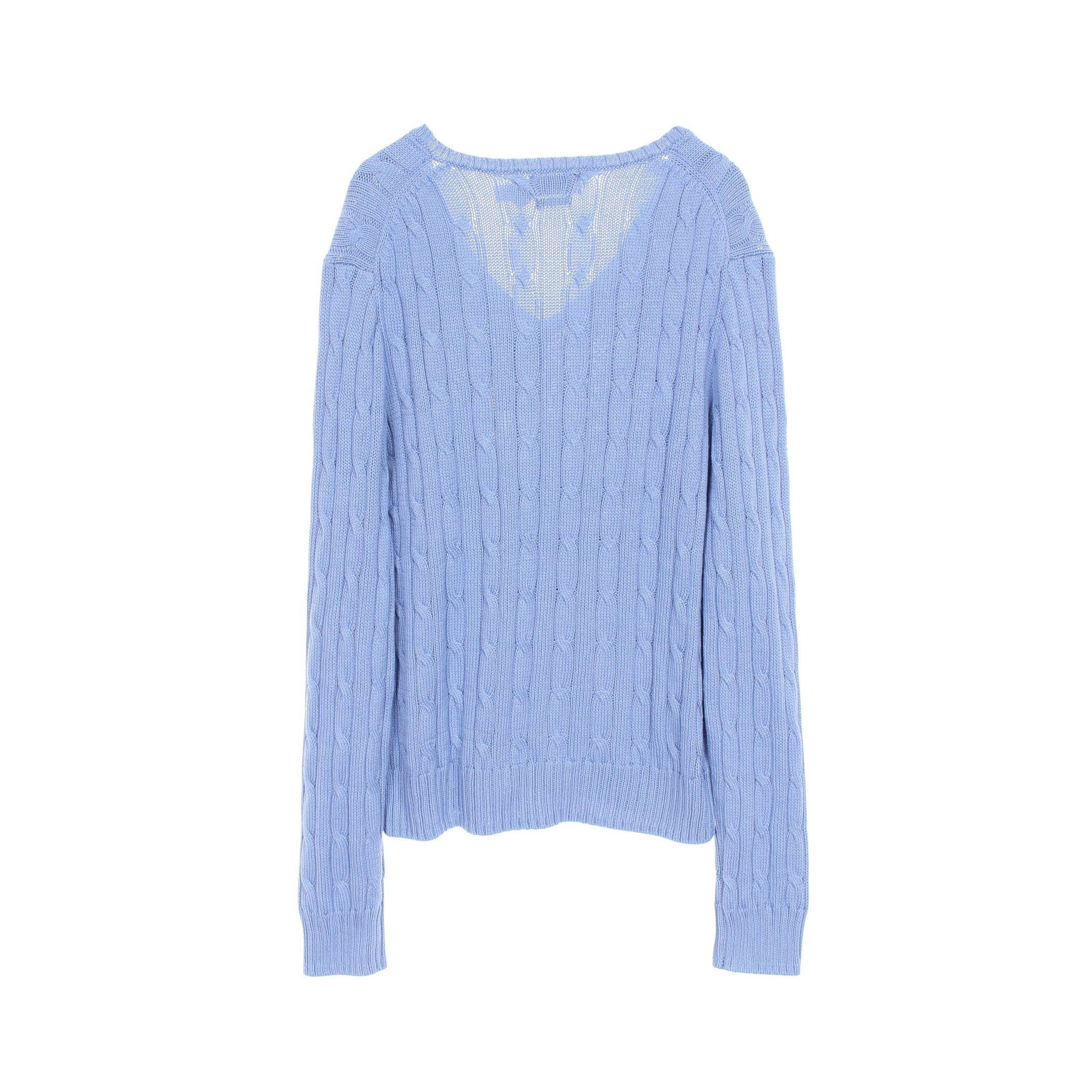 Ralph Lauren Ralph Lauren Knit V-Neck Cotton Blue Size ONE SIZE - 2 Thumbnail