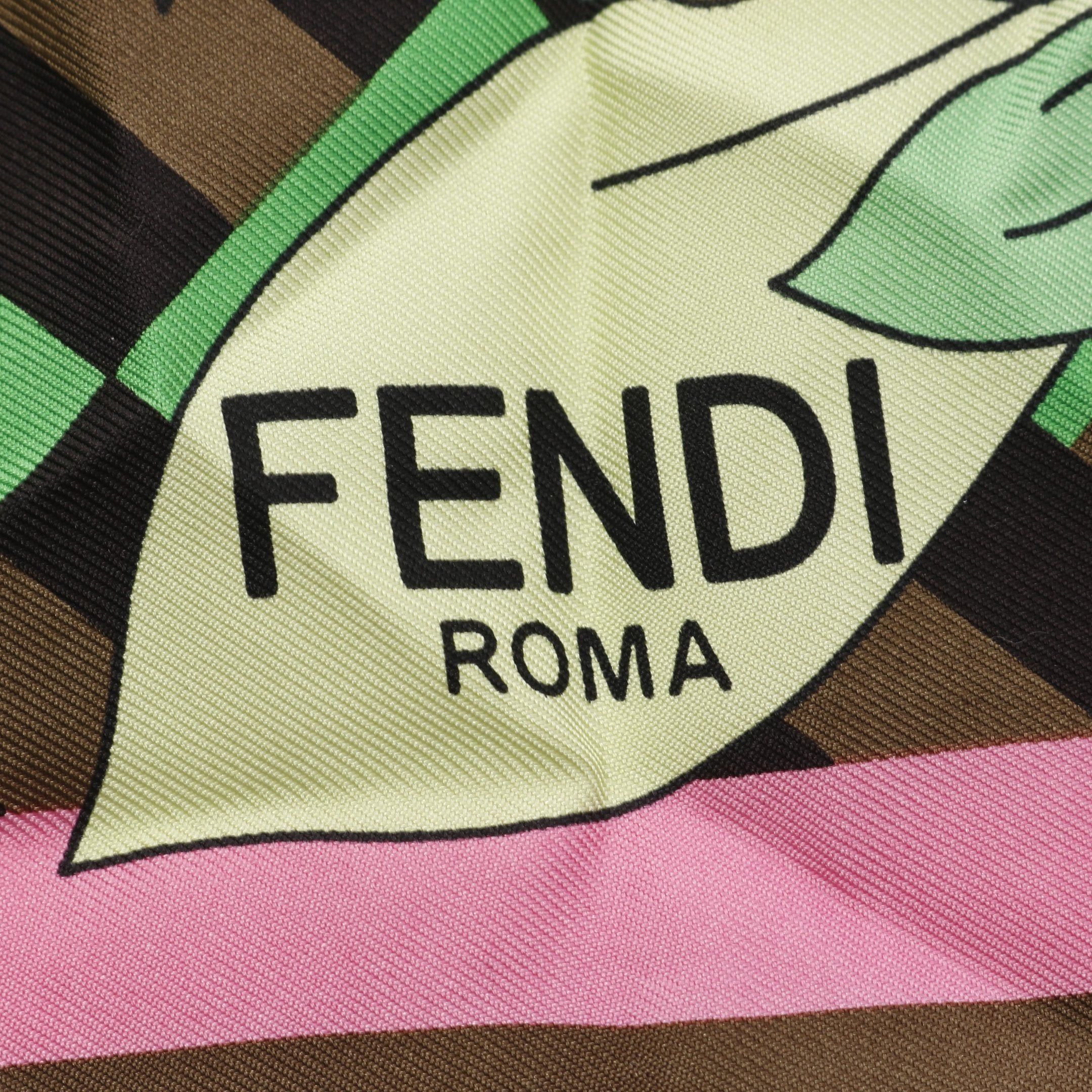 Fendi Fendi Scarf Floral Pattern Silk Light Green Multicolor Size ONE SIZE - 6 Thumbnail