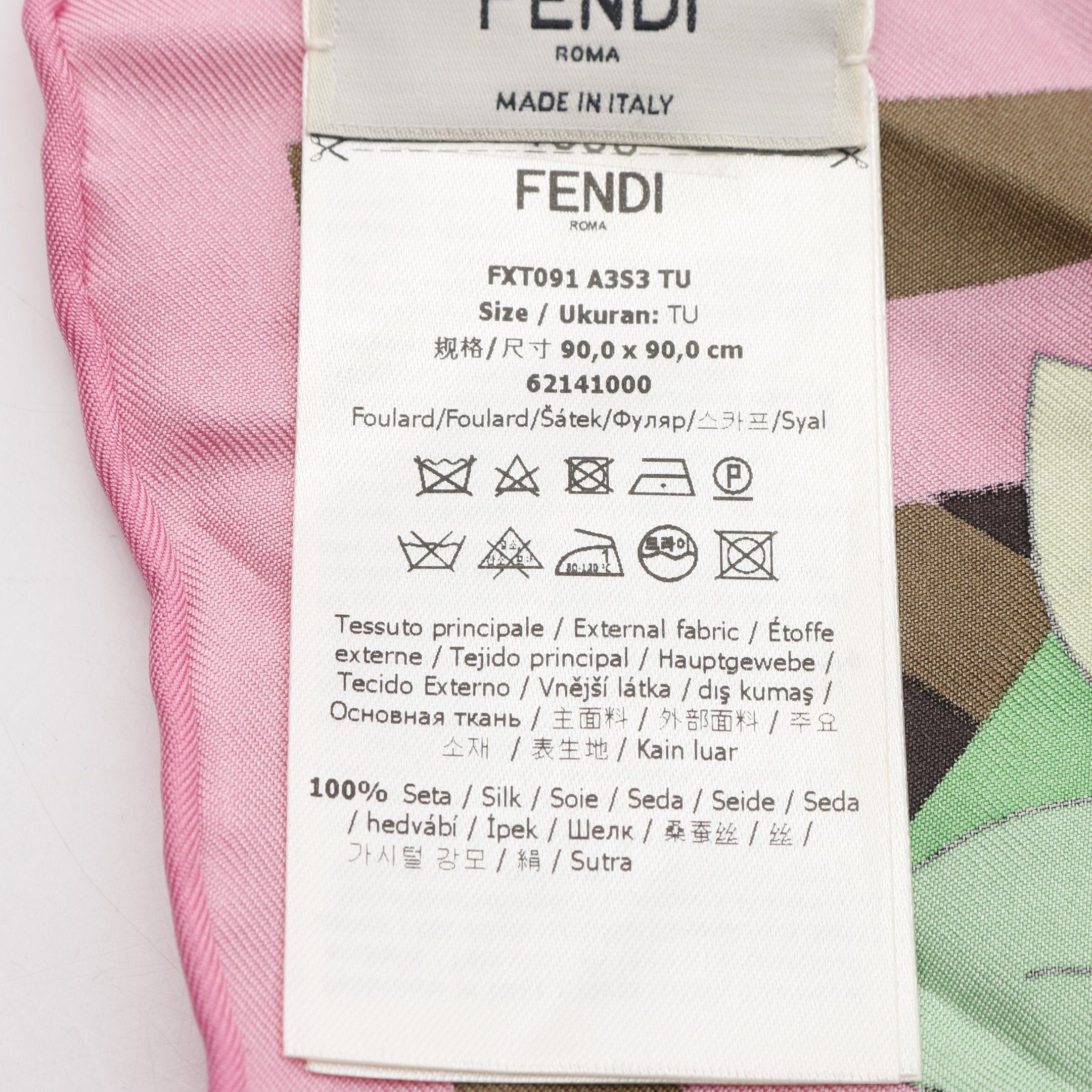 Fendi Fendi Scarf Floral Pattern Silk Light Green Multicolor Size ONE SIZE - 3 Thumbnail