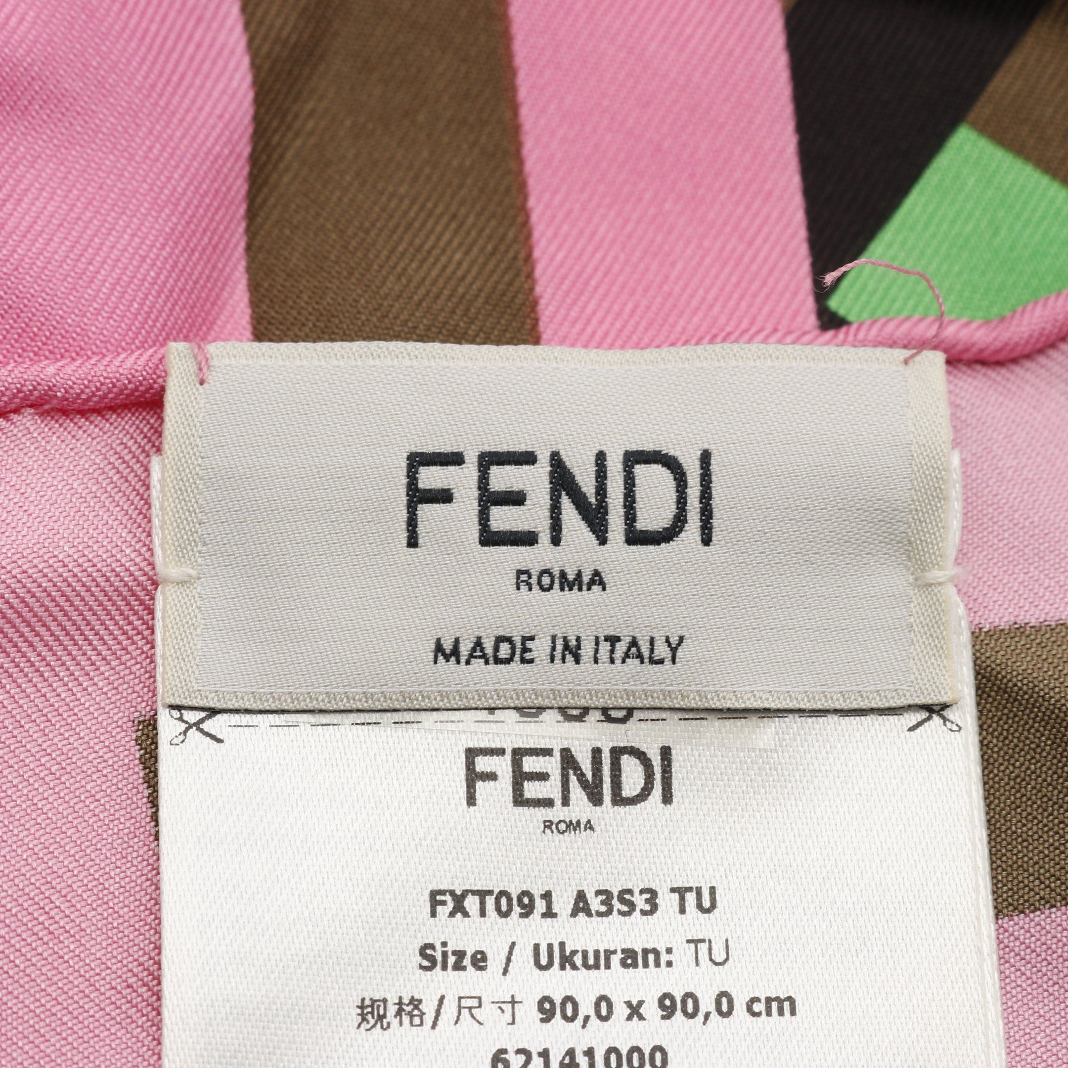 Fendi Fendi Scarf Floral Pattern Silk Light Green Multicolor Size ONE SIZE - 2 Thumbnail